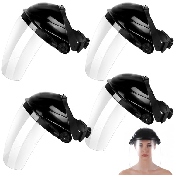 4PCS Safety Face Shields, Full Face Protection Transparent Anti-Fog Work Masks with Adjustable Headband for Cooking, Grinding, Cutting, Kitchen, Workshop