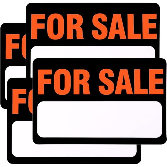 4PCS For Sale Car Stickers 12 x 8 Inch Plastic Self-Adhesive Vinyl Sign Decals Reusable Write-On Sales Signs for Vehicles Garage Items and Outdoor Advertising