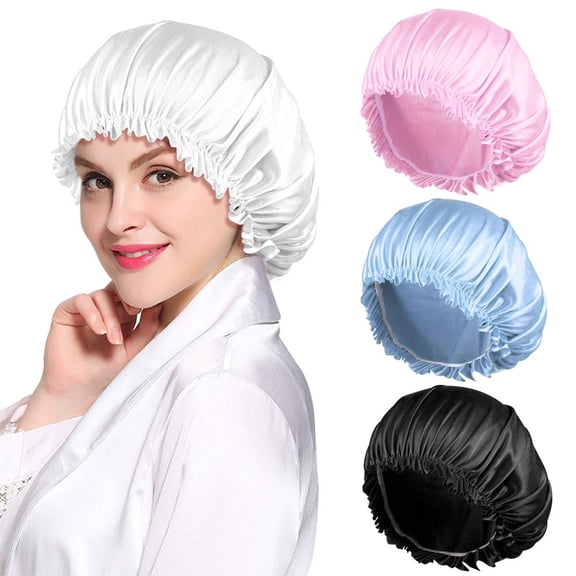 4PCS Satin Bonnets for Women, Silk Bonnet for Sleeping, Sleep Cap for Curly Hair Braids, C