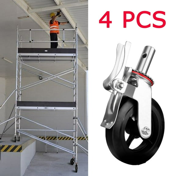 4PCS Scaffolding Wheels 8 Inch, 4400LBS Heavy Duty Scaffolding Casters,Dual Locking System,360 Degree Rotation (8 Inch), Silver