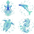 thumbnail image 1 of 4PCS Sea Turtles Window Clings Static Sea Animal Glass Decals Beach Shark Octopus Seahorse Sliding Door Stickers Underwater Ocean Tropical Bathroom Film, 1 of 9