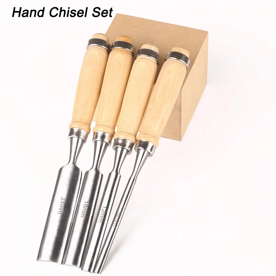 Circular Chisel Design 4PCS Semi-Circular Woodworking Chisel Set Carving Chrome Vanadium Steel ...