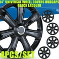 thumbnail image 1 of 4PCS/Set 14" Universal Wheel Covers HubCaps Snap On Car Truck SUV ABS Alloy Silver(14-Inch, Black Lacquer), 1 of 8