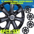 thumbnail image 1 of 4Pcs/Set 15" Universal Wheel Covers Hubcaps Snap on Car Truck SUV Full Hub Caps Fit R15 Tire & Steel Rim -Black Lacquer, 1 of 8