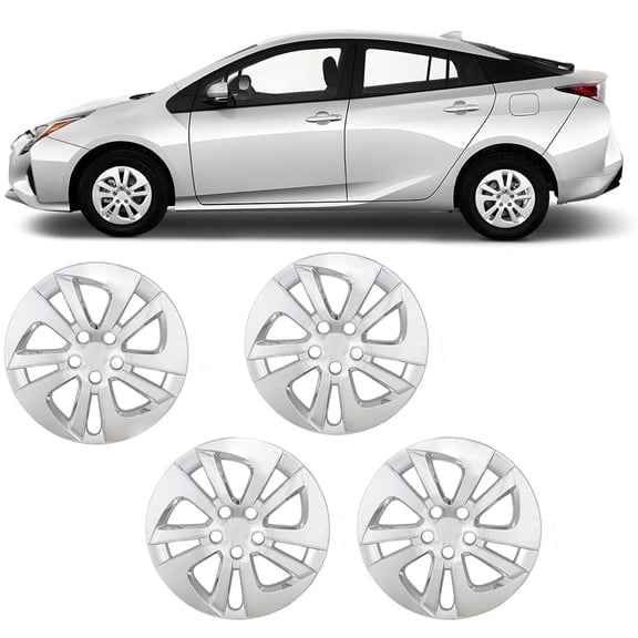 4PCS/Set 15" Wheel Rim Cover Hubcaps Compatible with 2016-2022 Toyota Prius/Prime & 2020-2024 Corolla Hybrid Replacement Snap On Hub Cap,Chrome