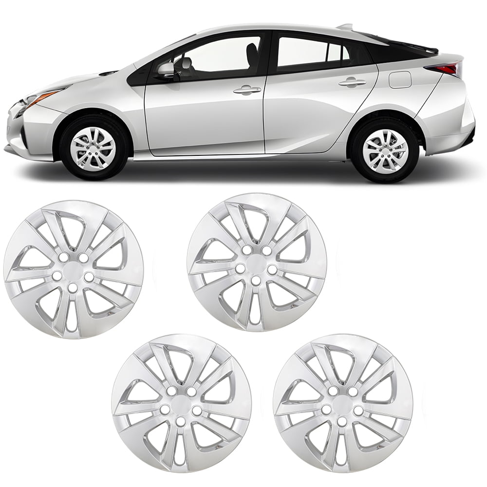 4PCS/Set 15" Wheel Rim Cover Hubcaps Compatible with 2016-2022 Toyota Prius/Prime & 2020-2024 Corolla Hybrid Replacement Snap On Hub Cap,Chrome