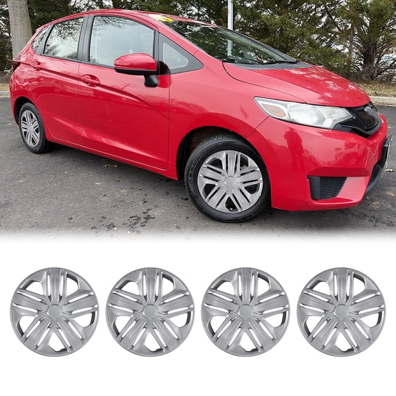 4PCS/Set 15 inch Hubcaps Compatible with 2015-2020 Honda Fit,Compatible with Steel Wheel,Snap-on with Retention Rings,Lacquer