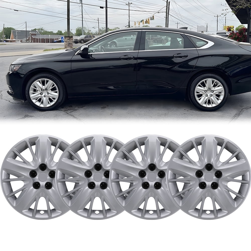 (Set of 4)18 inch Hubcaps Compatible with 2014-2020 Chevy Impala,Wheel Rim Hub Cap Replacement,Bolt-on Installation,PP Material,Lacquer