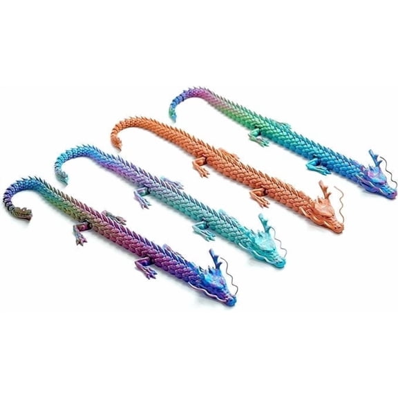 4PCS/Set 3D Printed Dragon Model,Flexible Animals Toy Statue,Movable Joints,Home Office Decor,Interesting Toys for Autism/ADHD,Festival Gifts toco,Fidget Toys, Executive Desk Animals Toy