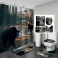 thumbnail image 1 of 4PCS/Set Camo Shower Curtain Set, Man Cave White Black American Flag Woodland Elk Moose Bear Wildlife Animal Hunting Rustic Cabin Bathroom Decor Non-slip Bath Rugs Gifts for Men Hunters, Deer Head, 1 of 7