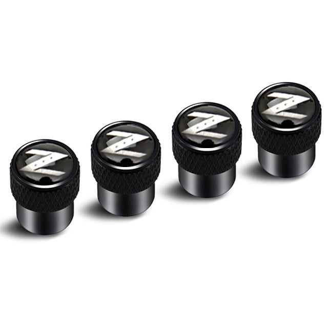 4-Pack Black Hex Ford Emblem Metal Valve Stem Caps – Aluminum Dust Covers