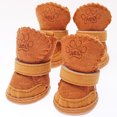 thumbnail image 1 of 4PCS/Set Dog Boot Shoes Anti-Slip Warm Small Puppy Pet PU Leather Booties, 1 of 8