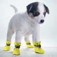 thumbnail image 1 of 4PCS/Set Dog Shoes for Small Medium Dogs,Non-Slip Water Resistant Pet Booties,Paw Protector for Winter Snow Rain Outdoor Walking, Perfect for Puppies Cats Pet Footwear(Yellow, Size 4: 1.97"(Width)), 1 of 4