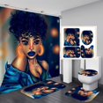thumbnail image 1 of 4PCS/Set Gorgeous African Woman Shower Curtain Afro Girl Bath Curtain Waterproof Fabric Cloth Bathtub Curtains, Non-Slip Bathroom Rugs Bath Mats Toilet Carpet Black Art, Sexy Girl, 1 of 7