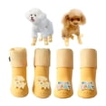 thumbnail image 1 of 4PCS Set, Ideal for Medium & Small Pups, Yellow Protective Waterproof Dog Boots for Snow & Rain, 1 of 1