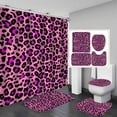 thumbnail image 1 of 4PCS/Set Jaguar Cheetah Leopard Print Shower Curtain set Cloth Polyester Bath Curtain Waterproof Bathtub Curtains, Bathroom Rugs Bath Mat Toilet Rug, Panthera Skin Decor 72x72",+Hooks, Grey, 1 of 7