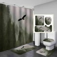 thumbnail image 1 of 4PCS/Set Majestic Bald Eagle Shower Curtain, Pine Tree Foggy Woodland Wilderness Animal Wildlife Misty Forest Bathroom Decor, Non-slip Bath Rugs Toilet Mat, Eagles Gifts for Men, Flying Eagle, 1 of 7