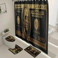 thumbnail image 1 of 4PCS/Set Money Bathroom Set Shower Curtain set for Bathroom,Black Gold Hundred US Dollar Bills Cash Benjamin Franklin Bathroom Decor, Waterproof Fabric Bath Curtain,Non-Slip Bath Rugs Toilet Mats, 1 of 10
