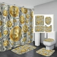 thumbnail image 1 of 4PCS/Set Money Shower Curtain set, Hundred US Dollar Bills Cash Benjamin Franklin Profile Luxury Modern Bathroom Decor, Waterproof Fabric Bath Curtain, Non-slip Bath Rugs Toilet Mats, Paper Money, 1 of 7