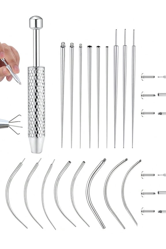 4PCS Set Piercing Taper Ball Grabber Tool For Changing Jewelry 14G 16G 18G 20G Threadless Internal Thread External Thread Piercing Taper Stretching Kit For Ear N