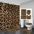 thumbnail image 1 of 4PCS/Set Pink Leopard Print Shower Curtain, Sexy Fancy Chic Safari Wildlife African Wild Animal Jaguar Cheetah Skin Pattern Bathroom Decor for Girl, Non-slip Bath Rugs Toilet Mats, Pink, 1 of 7