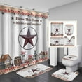 thumbnail image 1 of 4PCS/Set Rustic Barn Star Shower Curtain, Western Texas Star White Red Blue Texas Flag Vintage Wood Barn Door Country Farmhouse Bathroom Decor, Non-Slip Bath Rugs Toilet Mat, Lone Star, 1 of 7