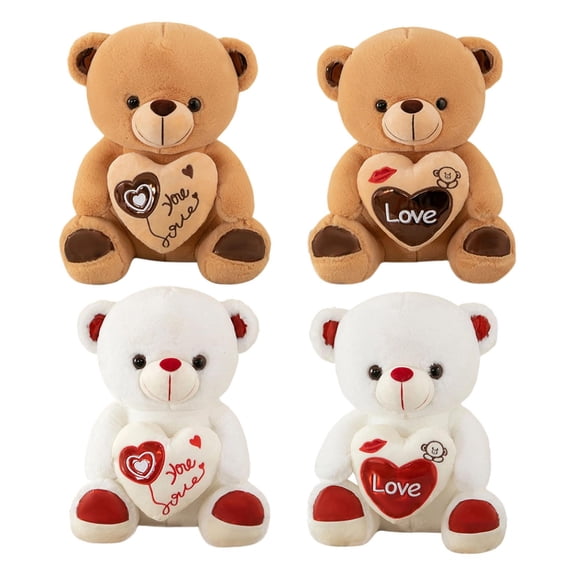 4PCS Set Valentine'S Day Romantic Cartoon Heart Plush Teddy Bear 9.84Inch 25Cm Soft Stuffed Animal Love-Themed Gift Perfect For Girlfriend Lovers Romantic Surprise Holiday Celebration Sweet Heart