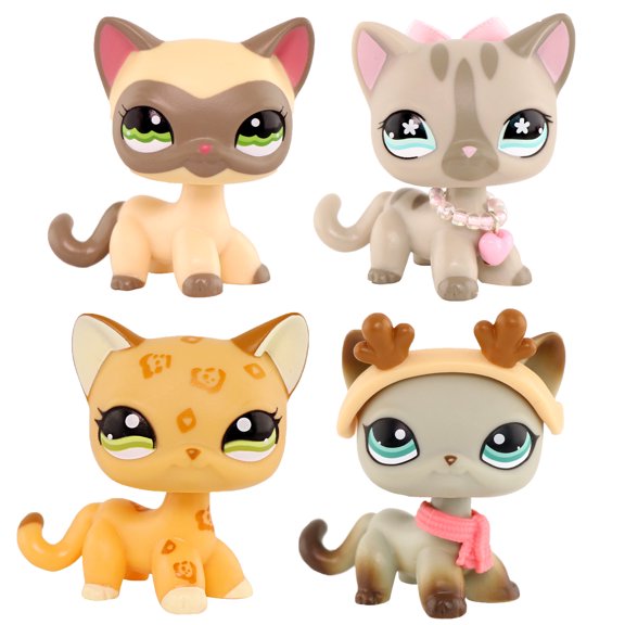 4PCS Short Hair Cat Mini Pets Toys,Little Cat #1116 #468 #1120 #391 with Cute Accessories