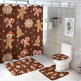 thumbnail image 1 of 4PCS Shower Curtain with Bathroom Sets and Rugs Christmas Candy Cane Decor Shower Curtain Sets with Non-Slip Rug Toilet Lid Cover U-Shaped Mat with Hooks Xmas Red 72"x72", 1 of 8