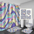 thumbnail image 1 of 4PCS Shower Curtain Sets with Rugs, Waterproof Fabric Shower Curtain, Checkered Checkerboard Disco Rainbow Flower Butterfly 70S Retro Cute Abstract Funky Boho Aesthetic Bathroom Decor, 1 of 7