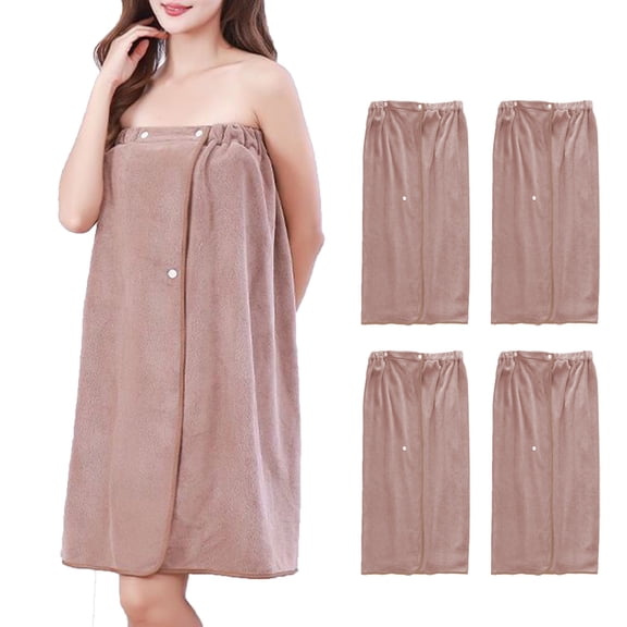 4PCS Shower Towel Terry Cloth Wrapping Bathrobe,Towel Wrap for Women Spa Soft Bathrobe Lightweight Quick Dry Wrap Towel Full Length Adjustable Beach Pool Bathrobe