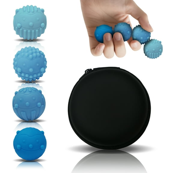 4PCS Silicone Magnetic Balls Fidget Toys, Stress Relief Sensory Toy for Autism ADHD Anxiety, Office Fun Textures Gadgets, Stocking Stuffers Gift for Adults Teen, Blue