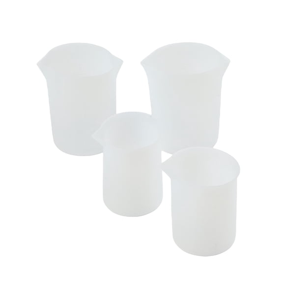 4PCS Silicone Melting Cups With Spout For Chocolate Butter Cheese, Clear Measurement Scale, Easy Pour DIY Baking Tool, White
