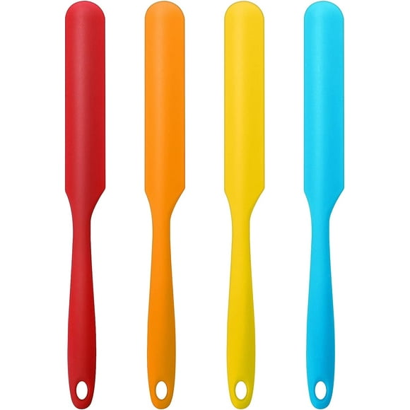4PCS Silicone Spatula Waxing Applicator Applicator Spatula Reusable Scraper Hard Wax Sticks Silicone Resin Stir Sticks Non stick Wax Spatulas for Home Salon Body Use (Orange/blue/red/yellow)