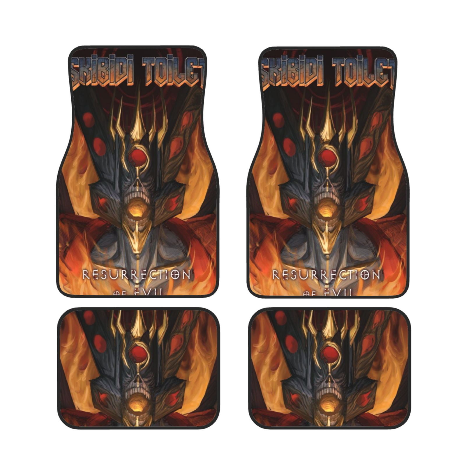 4PCS Skibidi Toilet Print Car Floor Mat Universal Fit Vehicle AntiSlip