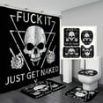 4PCS Skull Shower Curtain Set, Rock and Roll Black and White Skeleton