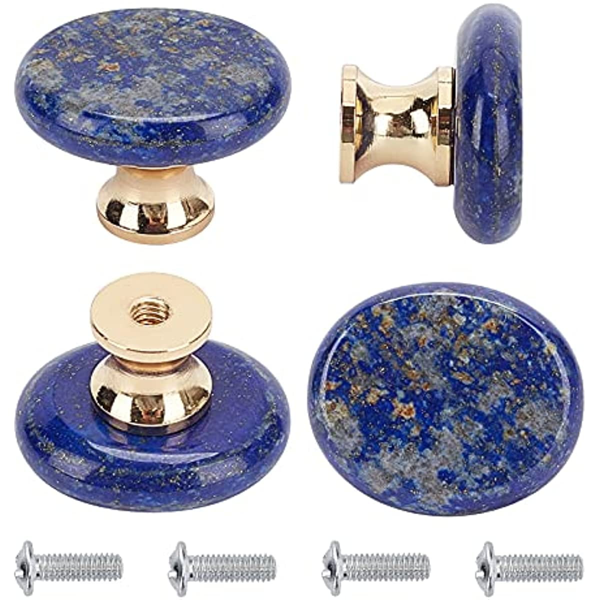 4PCS Small Lapis Knob Handmade Dresser Knobs Drawer Pulls Natural Stone