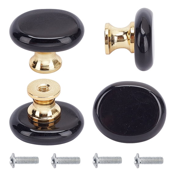 4PCS Small Obsidian Knob Handmade Dresser Knobs Drawer Pulls Natural Stone Cabinet Knobs Vintage Decorative Handles with Mounting Screws