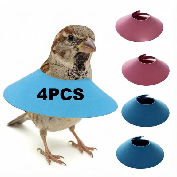 4PCS Small Pet Recovery Collar Soft Adjustable Elizabethan Collar for Birds Hamsters 2.36"-3.54" Neck Circumference Pink & Blue