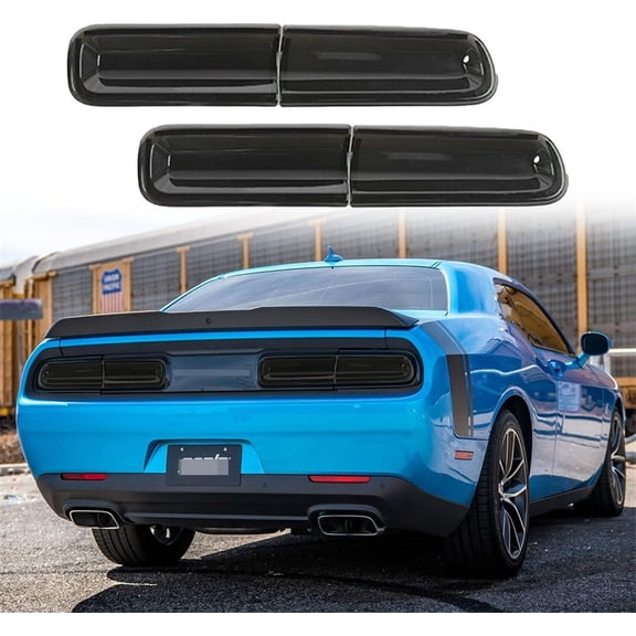 4PCS Smoked Black ABS Car Exterior Tail Light Cover Rear Light Guards Cover Trim for Dodge Challenger 2015-2023