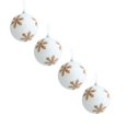 thumbnail image 1 of 4PCS Snowy Christmas Tree Ornaments - 3.14" Frosted White Linen Effect Baubles for Xmas Decor, Winter Weddings & Holiday Party Decorations, 1 of 5