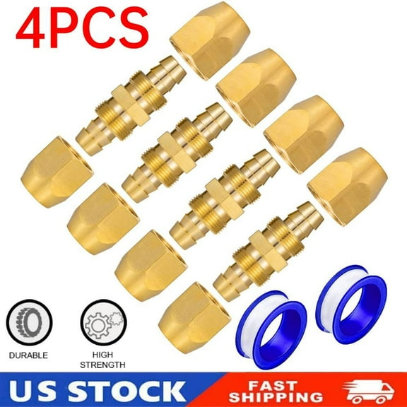 4PCS Soild Brass Air Reusable Hose Splicer For 1/4-Inch ID Hose Repair Fitting