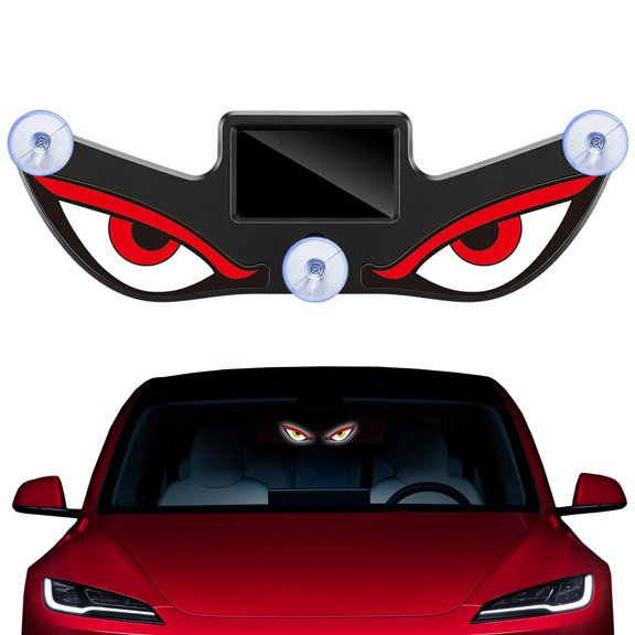 4PCS Solar Devil Eyes Car LED Light, Wireless No Drill Demon Eye Warning Lights for Car Windshield & Rear Window, Type-C Rechargeable Animated LED Eyes for Cars, SUV, Trucks, Vans