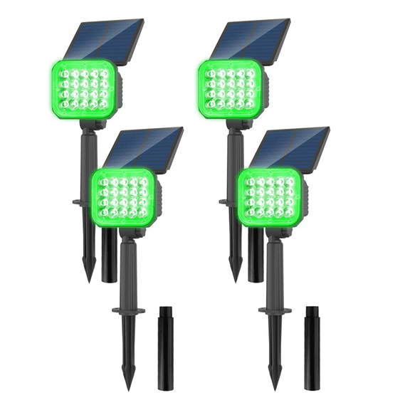 4PCS Solar LED Light Super Bright Green Lawn Light for Garden Adjustable Brightness Solar Spotlight IP65 Waterproof