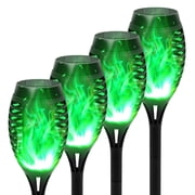 4PCS Solar Lights Outdoor, Solar Torch Light W/Green Flickering Flame for Garden Decor, Solar Garden Lights, Waterproof Solar Powered Lights for Outside Patio P