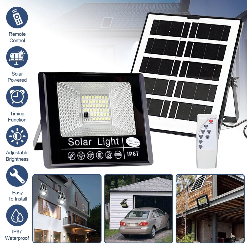 4PCS Solar Powered Lights Outdoor, 245LED 6500K Bright White Light Dusk To Dawn Solar Flood Lights For Barn, Garden, Garage, Pathway, Yard, Patio, Lawn, Balcony With 16Ft Cable