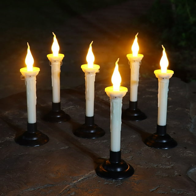 4PCS Solar Powered Taper Candles Waterproof LED Candlestick Battery