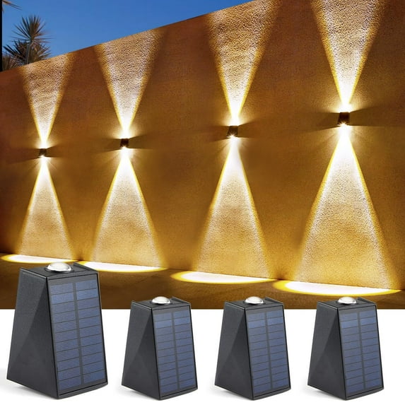 4PCS Solar Wall Lights Outdoor Waterproof, Wall Mounted Solar Outdoor Lights For House Patio Garage