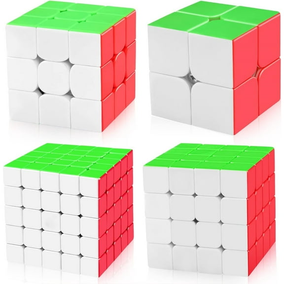 4PCS Speed Cube Set,MF2S 2x2 MF3S 3x3 MF4S 4x4 MF5S 5x5 Stickerless Speed Cubes Bundle