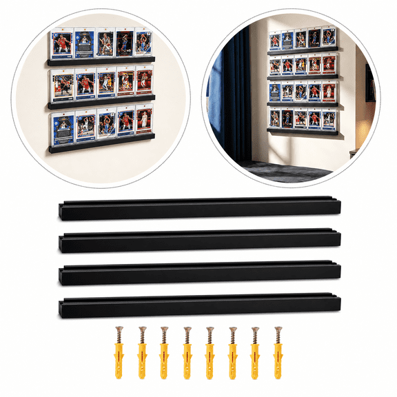 4PCS Sports Card Display Case Holds 20 Cards,Wall Mounted Card Display Case - Baseball Card Display Case for Basketball Football Hockey Collectors, Wall Decor Black